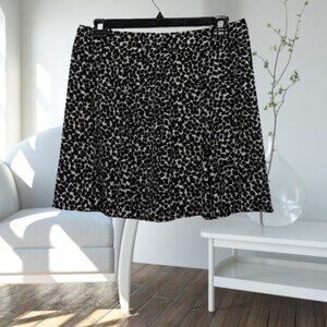 Nue Options Black & White Allover Print Sheer Lined Flowy Zip-Up Skirt Size 14P